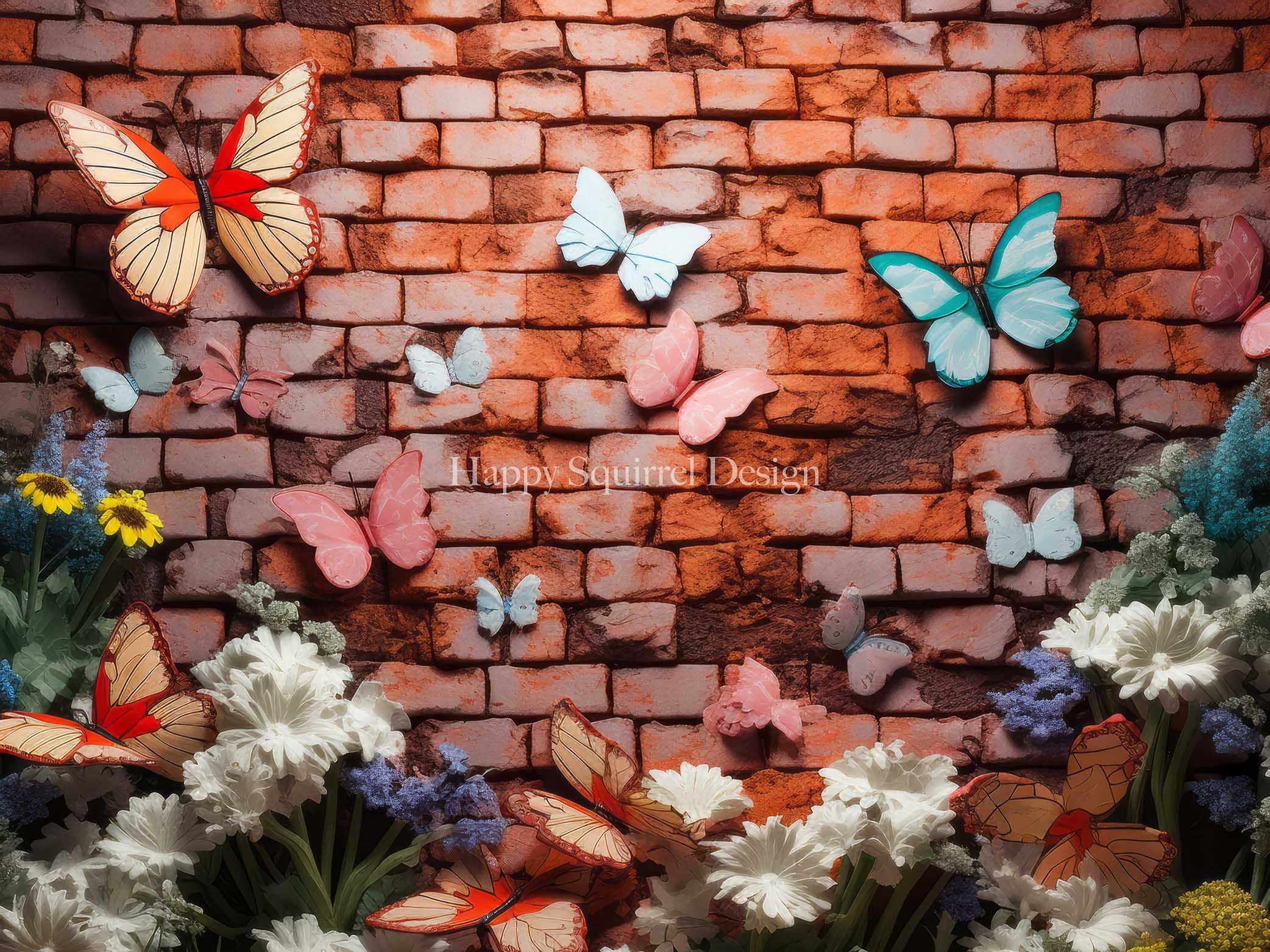 Kate Brick Garden Wall Backdrop Designed by Happy Squirrel Design