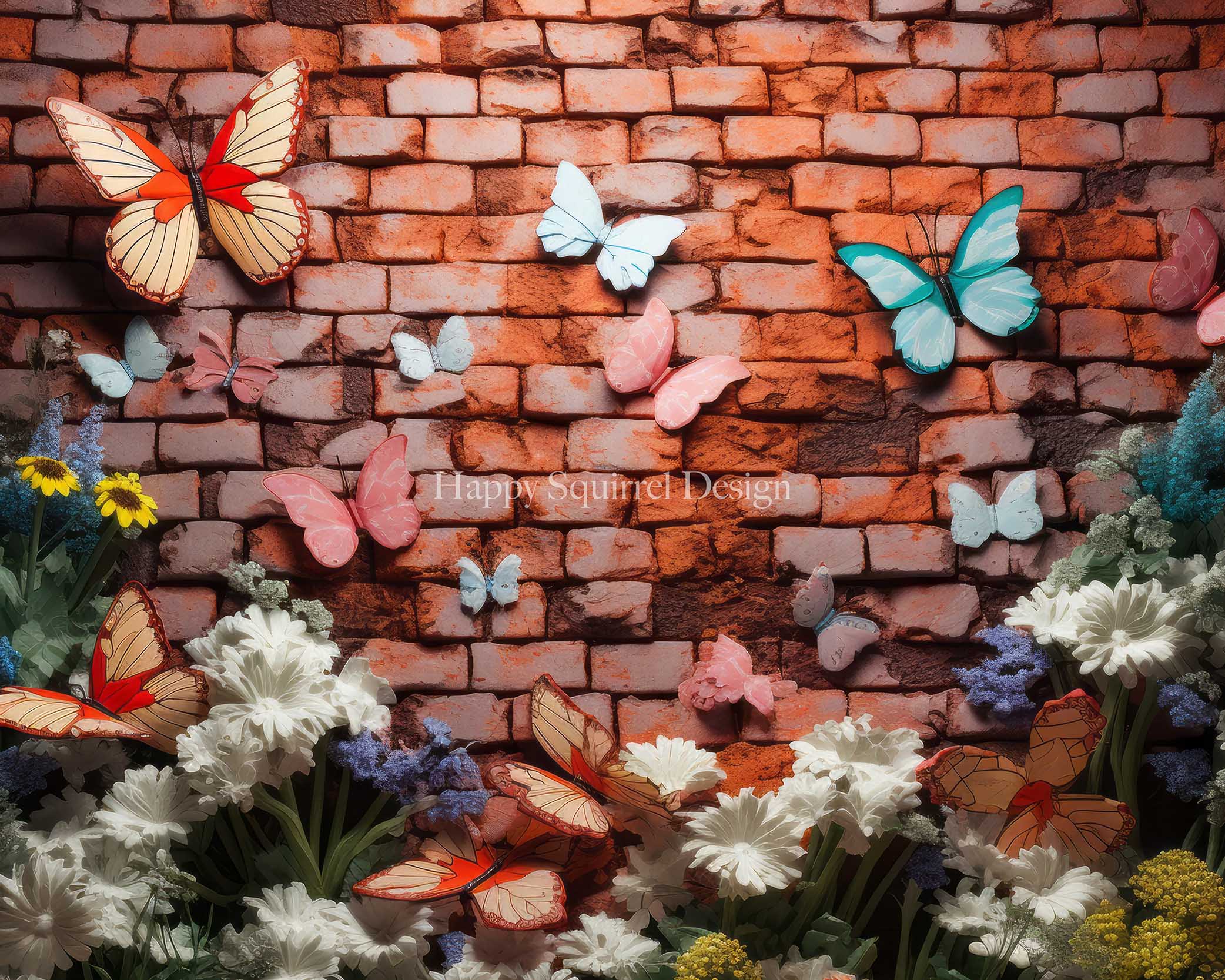 Kate Brick Garden Wall Backdrop Designed by Happy Squirrel Design