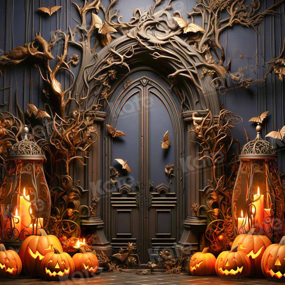 Kate Halloween Backdrop Spooky Pumpkin Black Door Designed by Emetselch