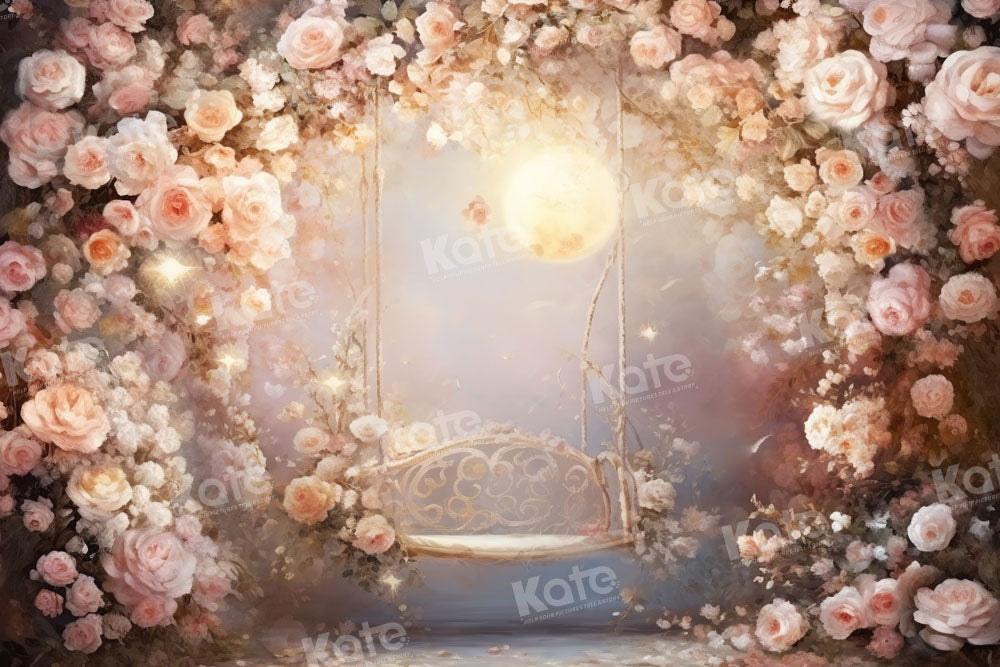 Kate Fine Art Pink Flower Swing Backdrop Designed by Chain Photography