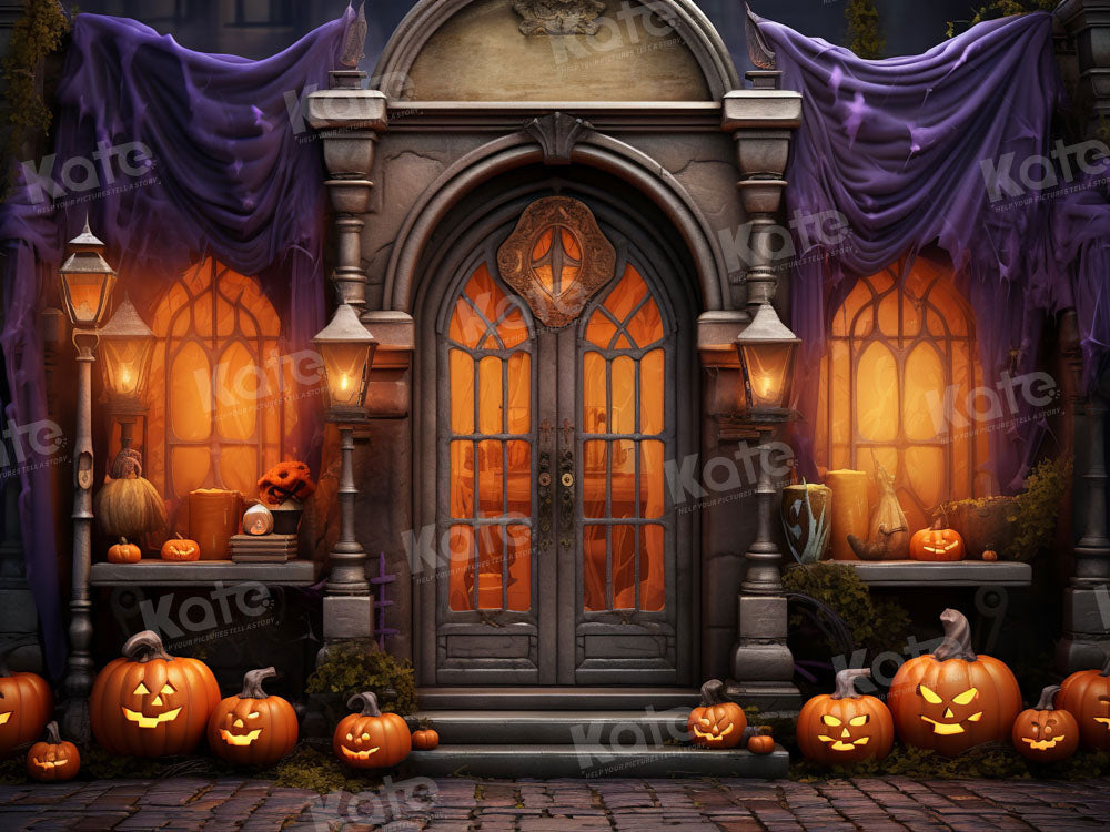 Kate Purple Halloween Pumpkin Backdrop Designed by Emetselch