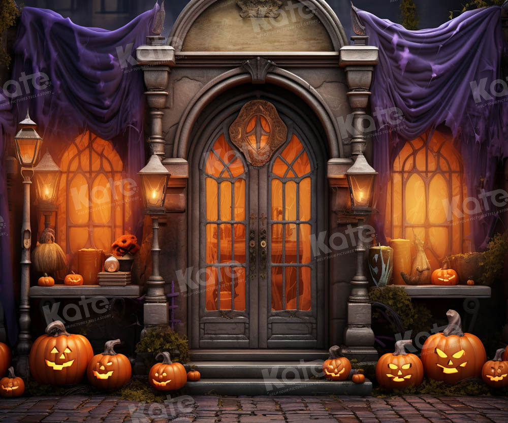 Kate Purple Halloween Pumpkin Backdrop Designed by Emetselch