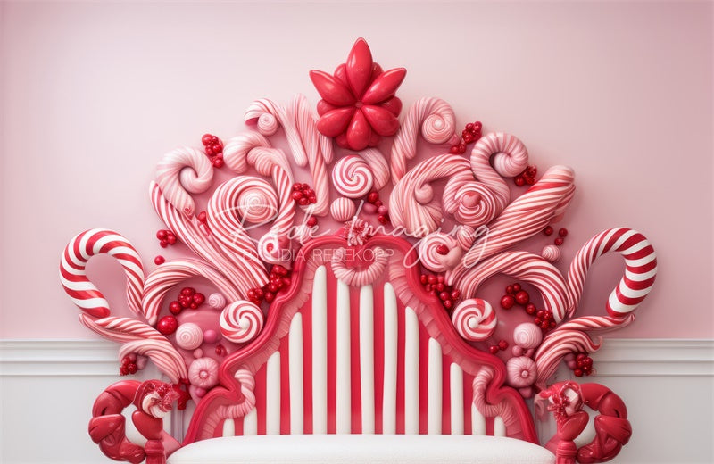 Kate Pink Red Candycane Headboard Backdrop Designed by Lidia Redekopp