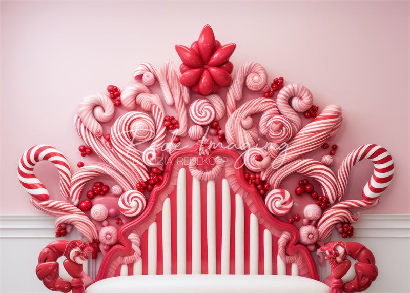 Kate Pink Red Candycane Headboard Backdrop Designed by Lidia Redekopp