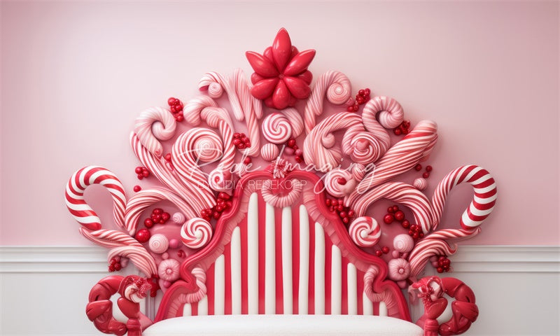 Kate Pink Red Candycane Headboard Backdrop Designed by Lidia Redekopp