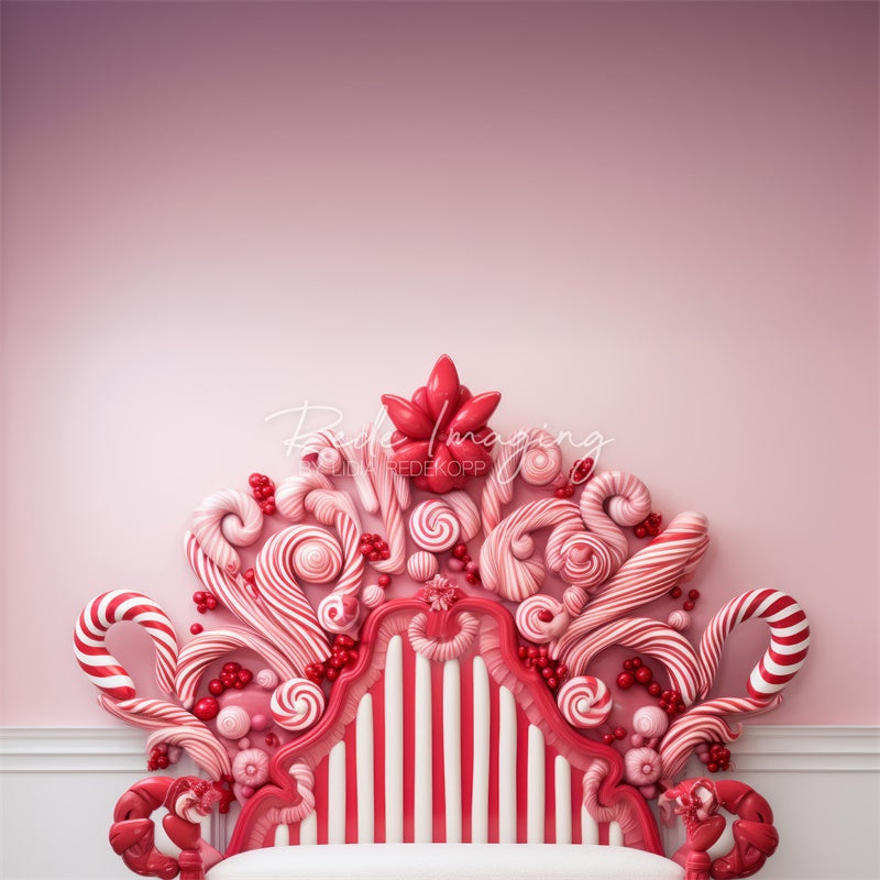 Kate Pink Red Candycane Headboard Backdrop Designed by Lidia Redekopp