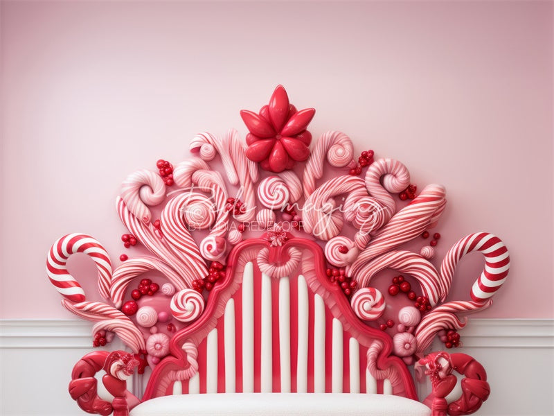 Kate Pink Red Candycane Headboard Backdrop Designed by Lidia Redekopp