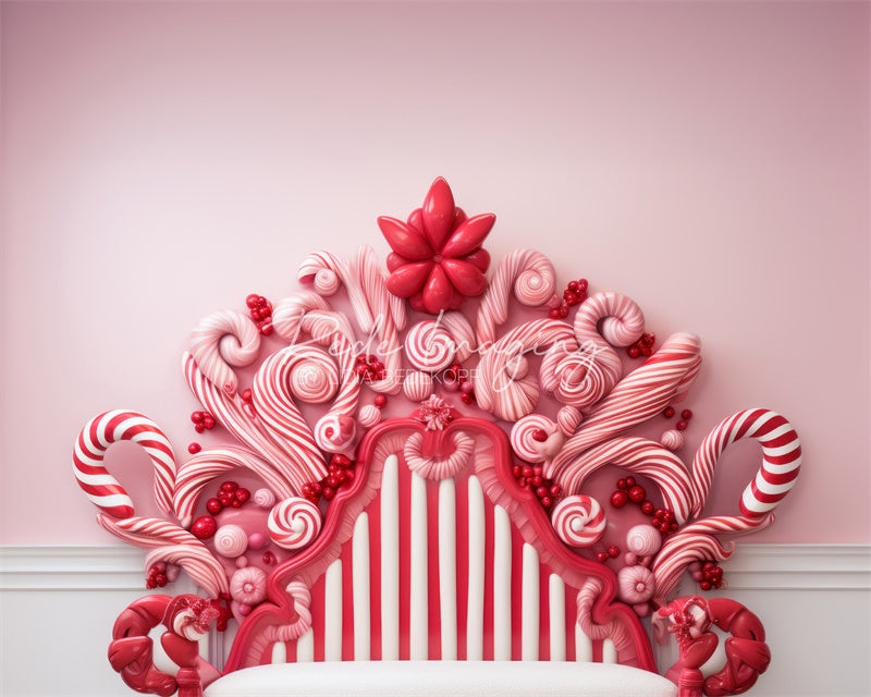 Kate Pink Red Candycane Headboard Backdrop Designed by Lidia Redekopp