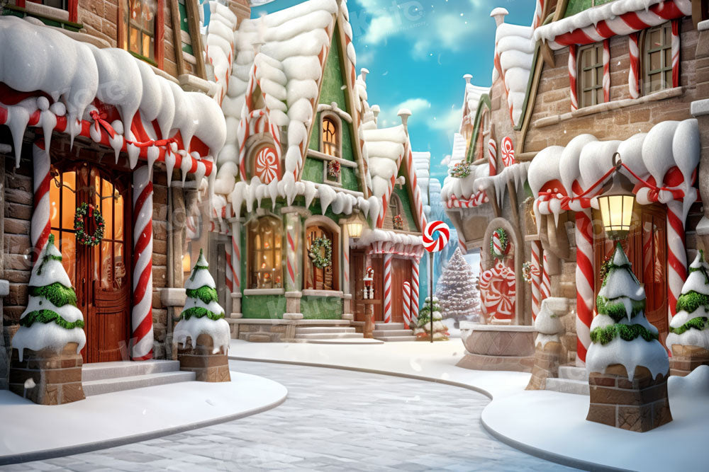 Kate Winter Christmas Town Backdrop Designed by Emetselch