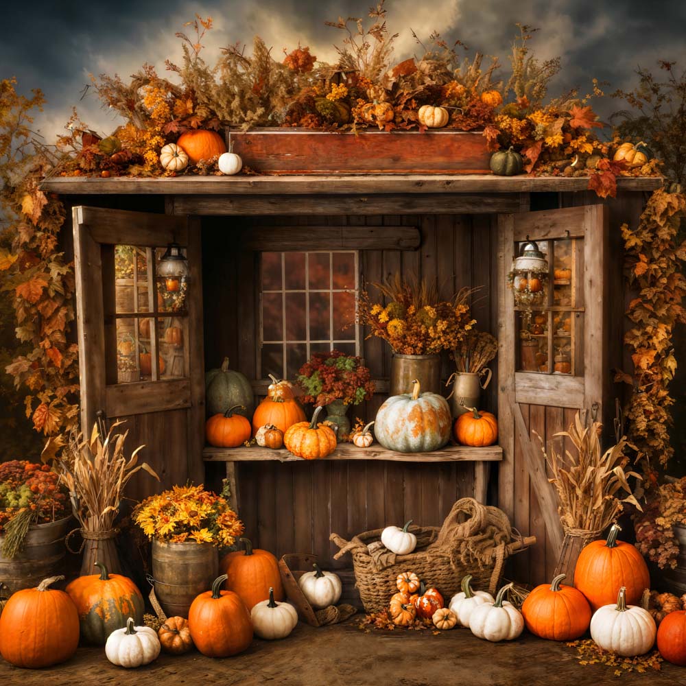 Kate Autumn/Fall Pumpkin Shop Backdrop Designed by Emetselch