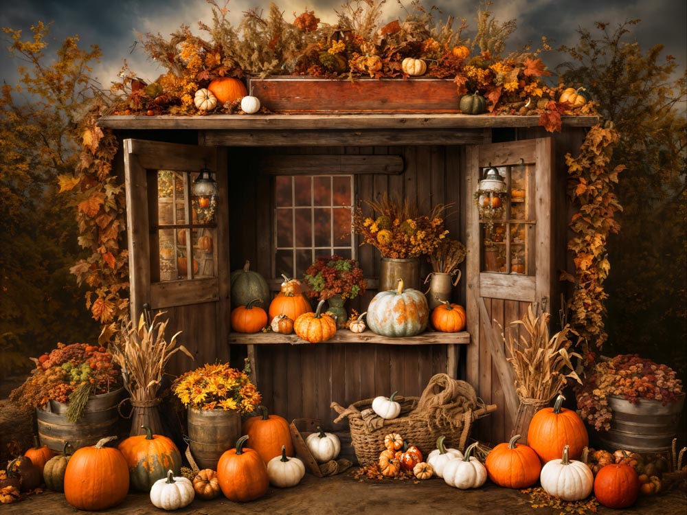 Kate Autumn/Fall Pumpkin Shop Backdrop Designed by Emetselch