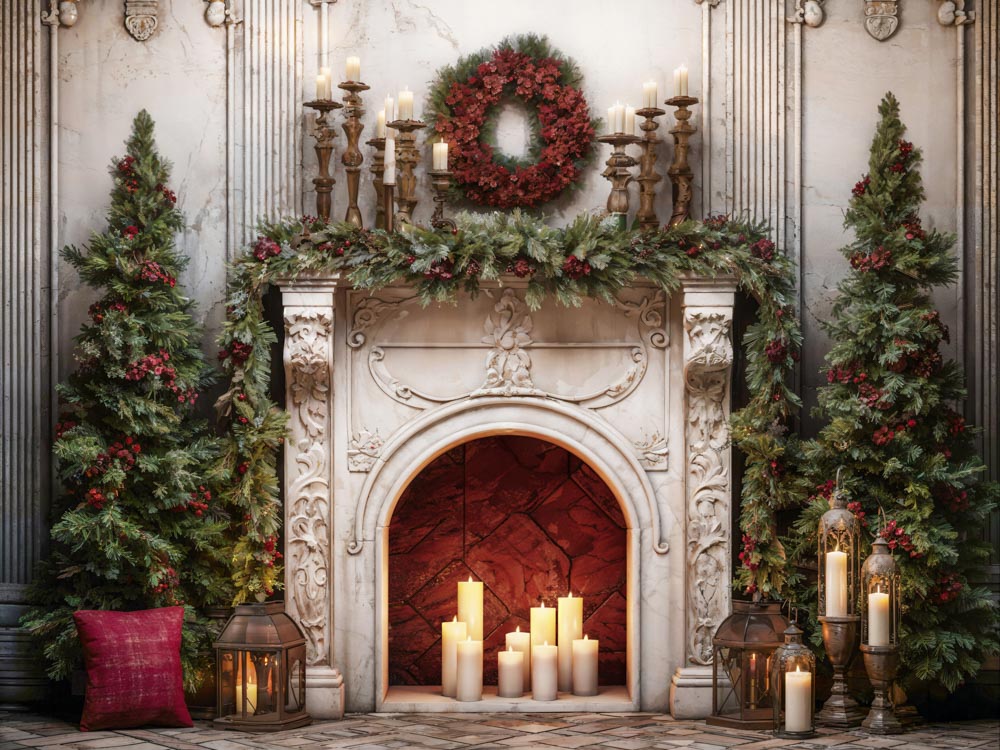 Lightning Deals-1 Kate Christmas Retro Fireplace Backdrop Designed by Emetselch