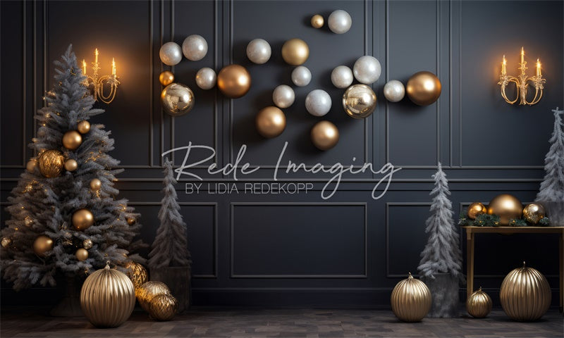 Kate Modern Gold & Gray Christmas Backdrop Designed by Lidia Redekopp