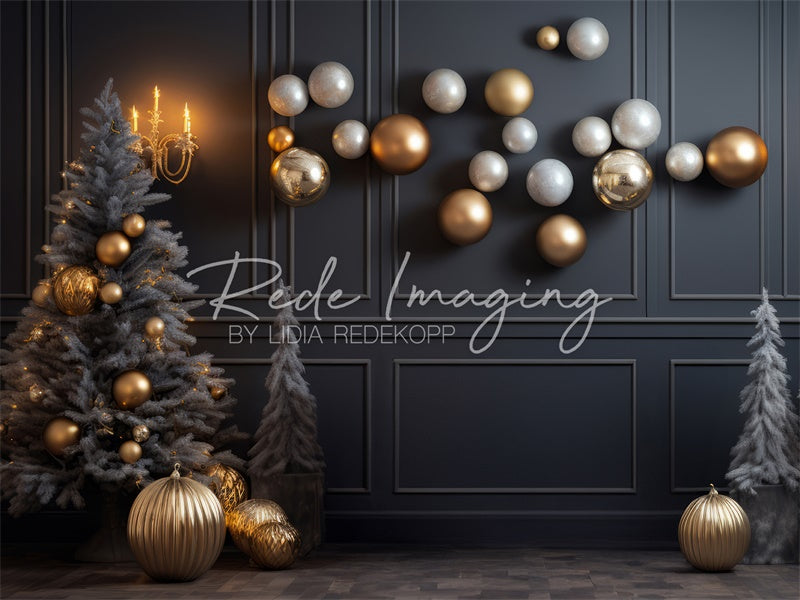 Kate Modern Gold & Gray Christmas Backdrop Designed by Lidia Redekopp