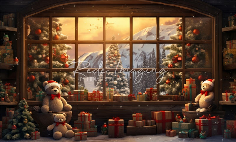 Kate Teddy Christmas Cabin Backdrop Designed by Lidia Redekopp