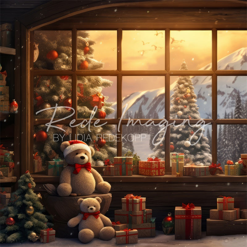 Kate Teddy Christmas Cabin Backdrop Designed by Lidia Redekopp