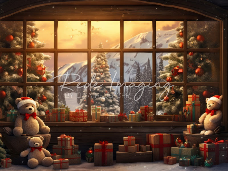 Kate Teddy Christmas Cabin Backdrop Designed by Lidia Redekopp