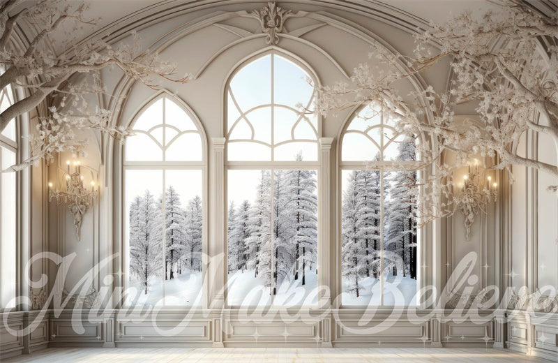 Kate Winter Backdrop White Frosted Luxury Room Window Designed by Mini MakeBelieve