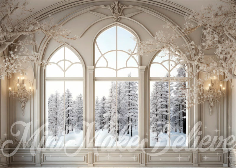 Kate Winter Backdrop White Frosted Luxury Room Window Designed by Mini MakeBelieve