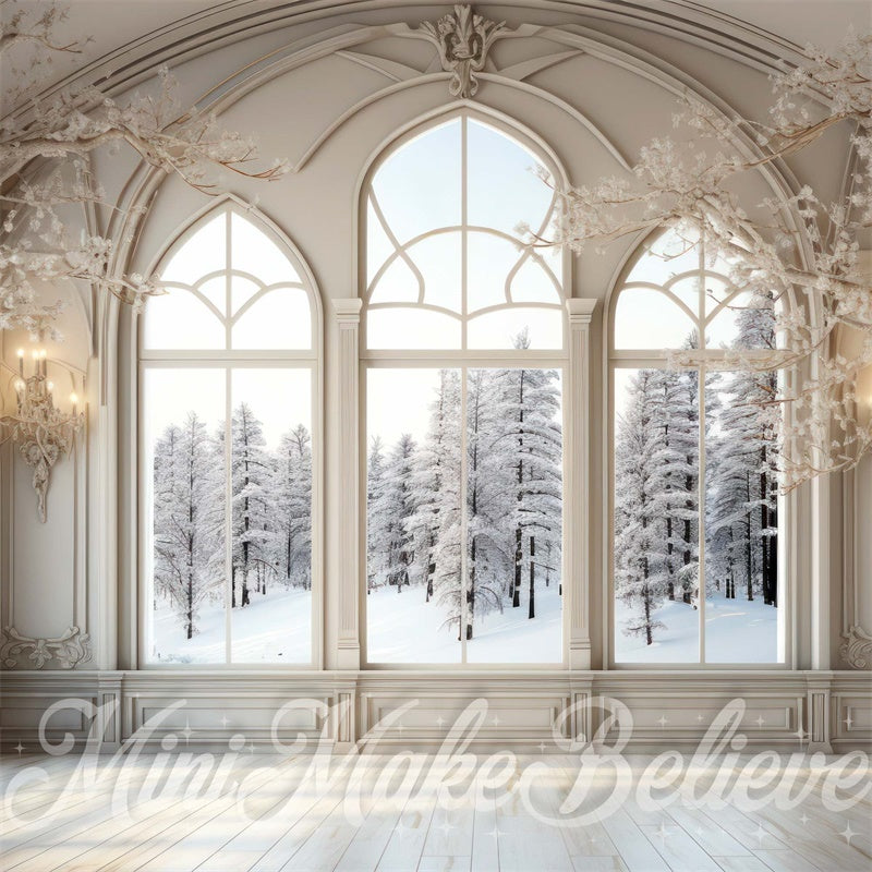 Kate Winter Backdrop White Frosted Luxury Room Window Designed by Mini MakeBelieve