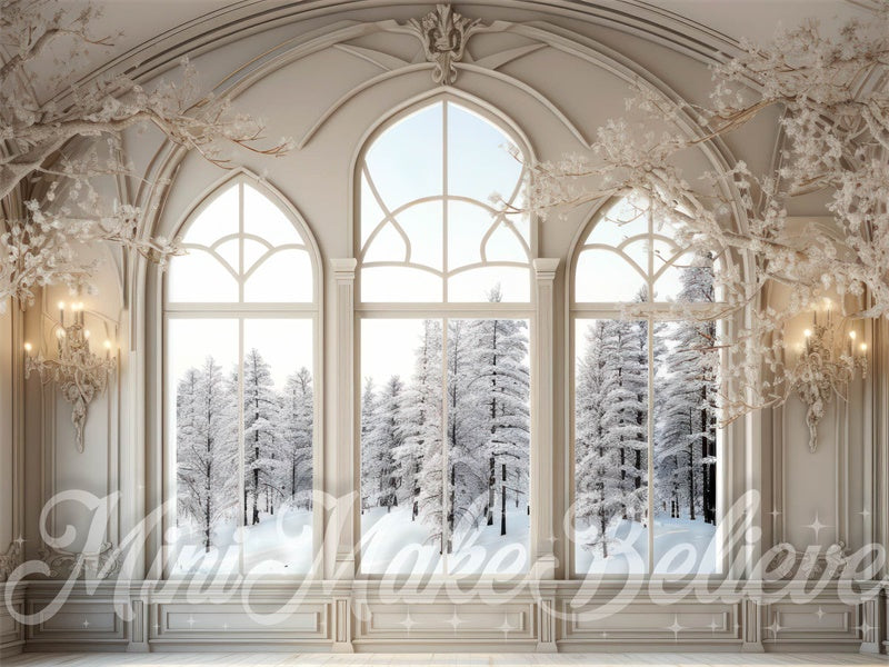 Kate Winter Backdrop White Frosted Luxury Room Window Designed by Mini MakeBelieve