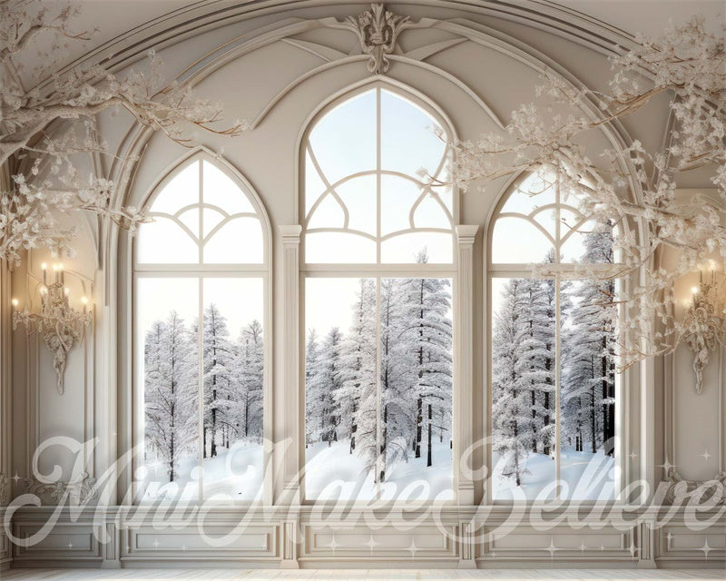 Kate Winter Backdrop White Frosted Luxury Room Window Designed by Mini MakeBelieve