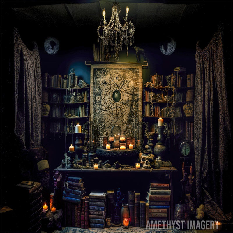 Kate Spooky Book Den Backdrop Designed by Angela Miller