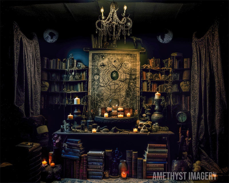 Kate Spooky Book Den Backdrop Designed by Angela Miller