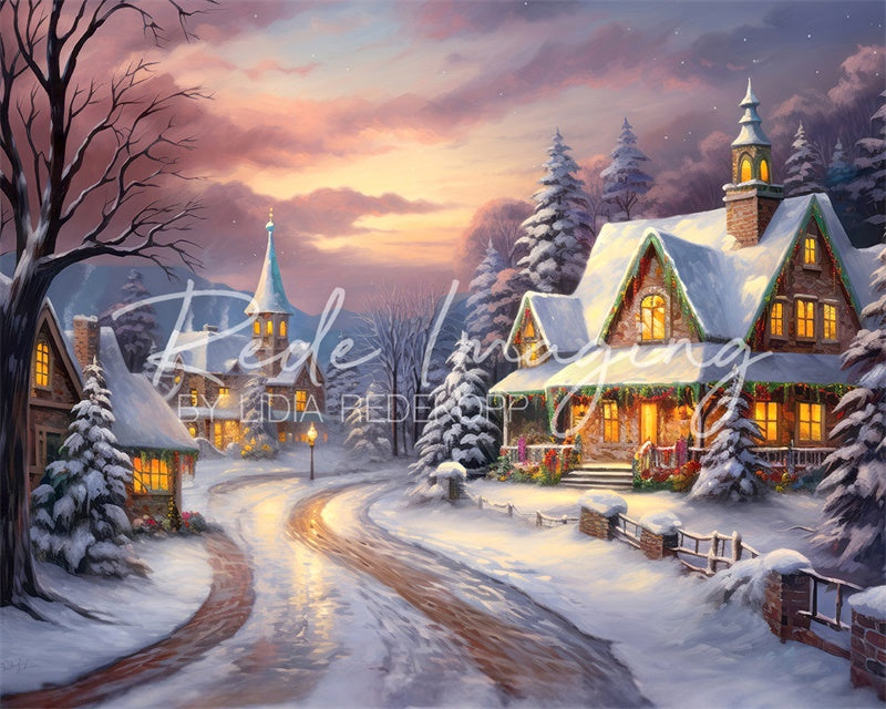 Kate Cozy Village Christmas Backdrop Designed by Lidia Redekopp