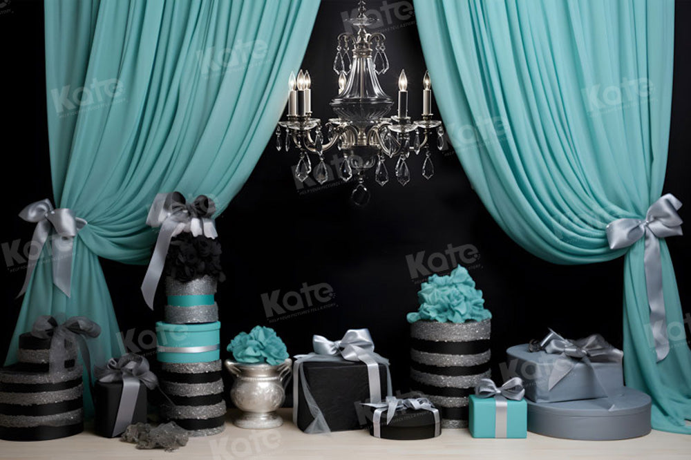 Kate Fashion Blue Curtain Gifts Backdrop for Photography