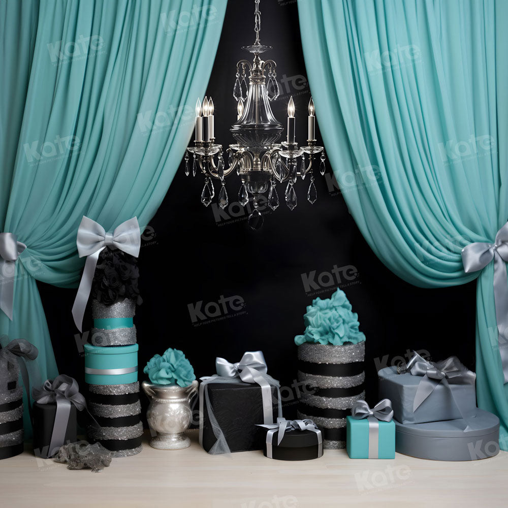 Kate Fashion Blue Curtain Gifts Backdrop for Photography