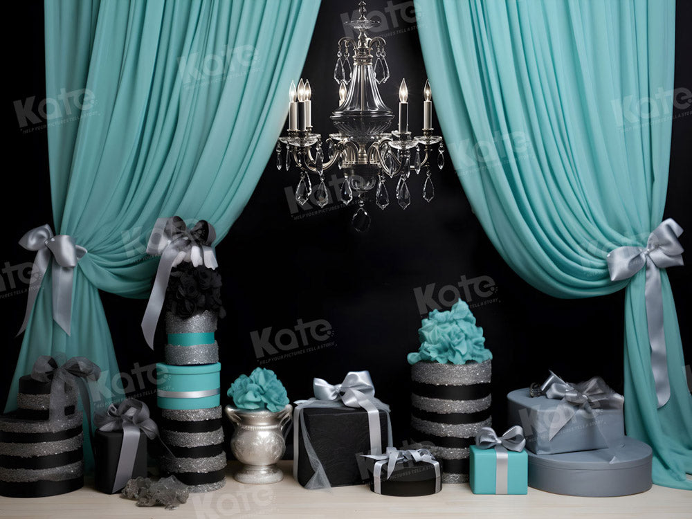 Kate Fashion Blue Curtain Gifts Backdrop for Photography