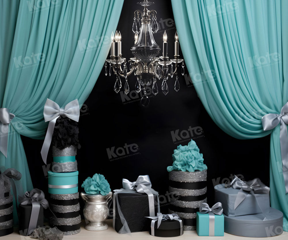 Kate Fashion Blue Curtain Gifts Backdrop for Photography