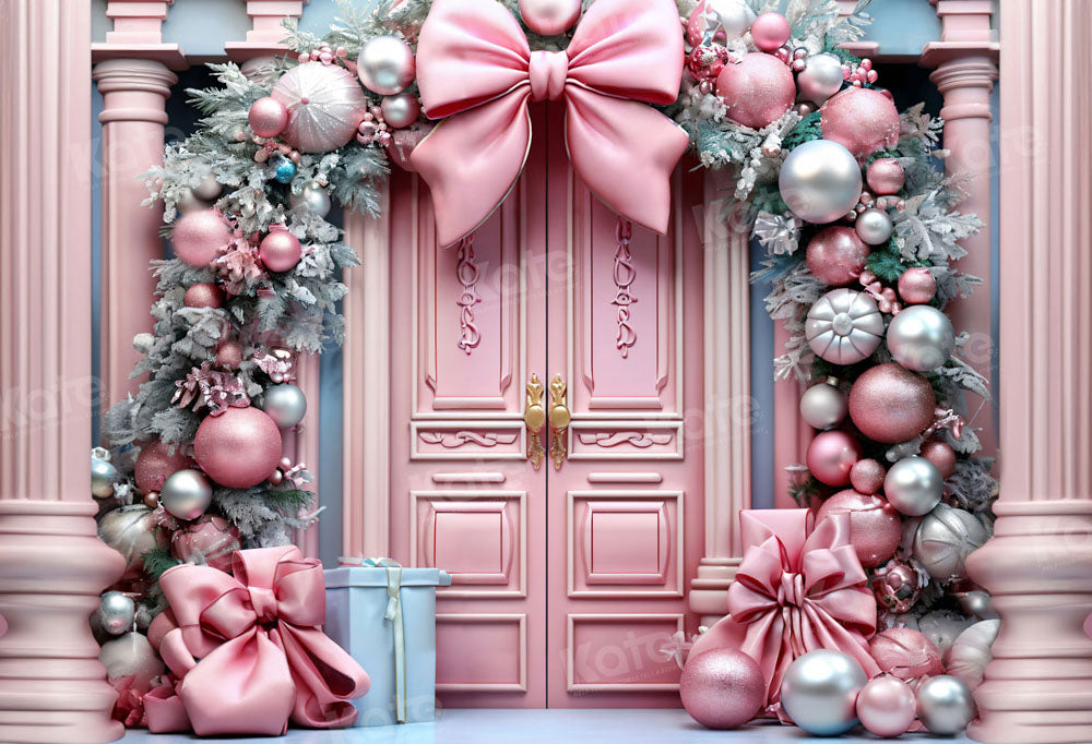 Kate Pink Christmas Bow Backdrop for Photography