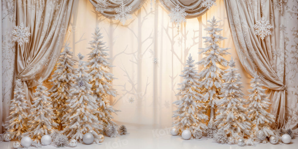 Kate Christmas Golden Wonderland Curtain Backdrop Designed by Emetselch