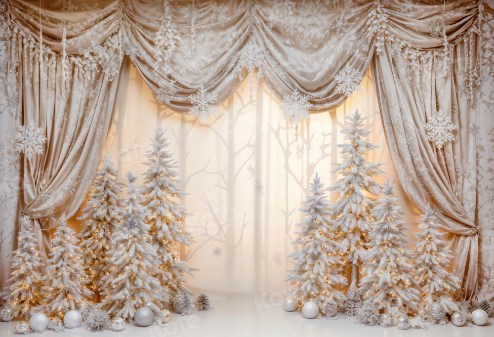 Kate Christmas Golden Wonderland Curtain Backdrop Designed by Emetselch