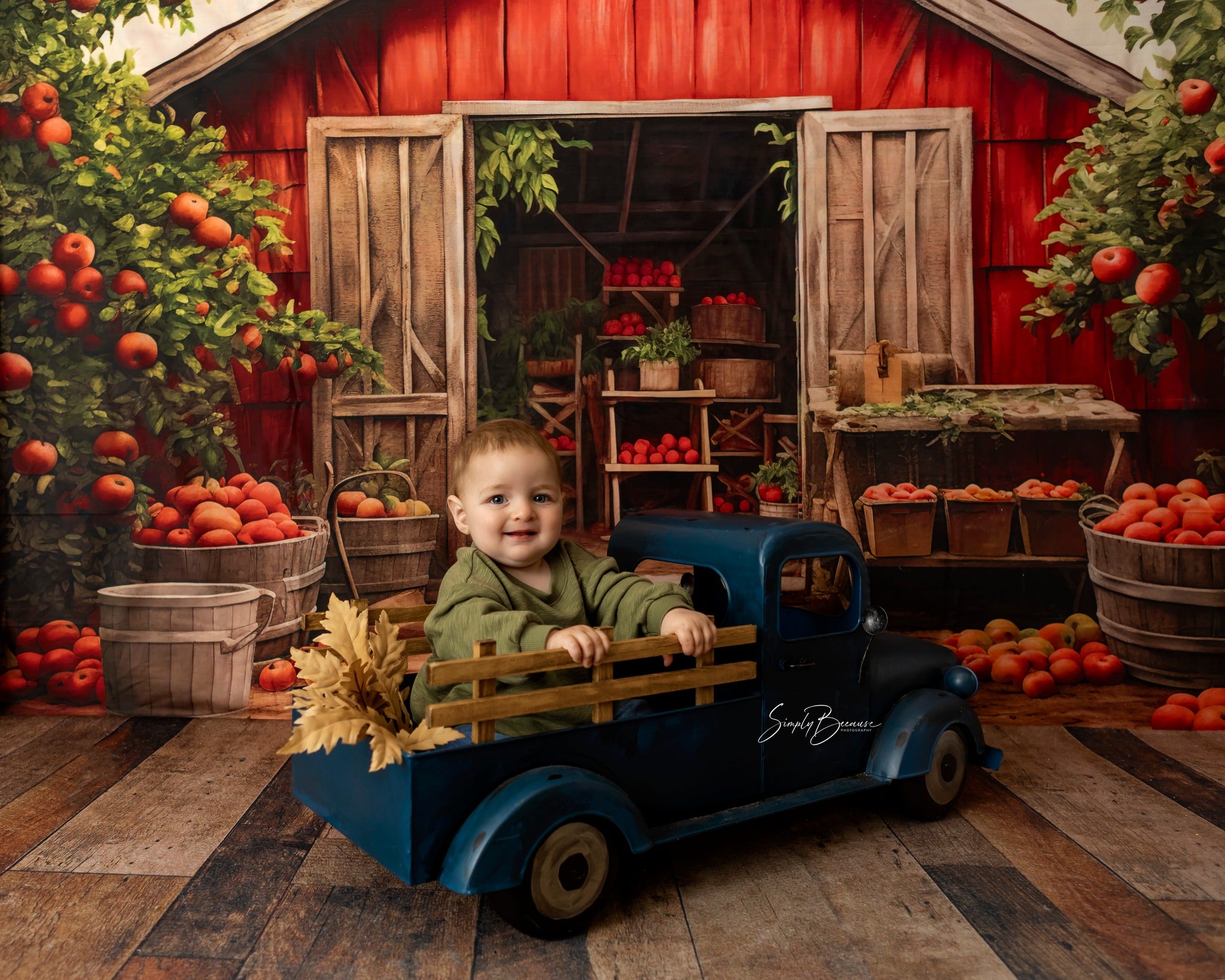 Kate Autumn/Fall Red Barrn Apple Tree Backdrop Designed by Emetselch