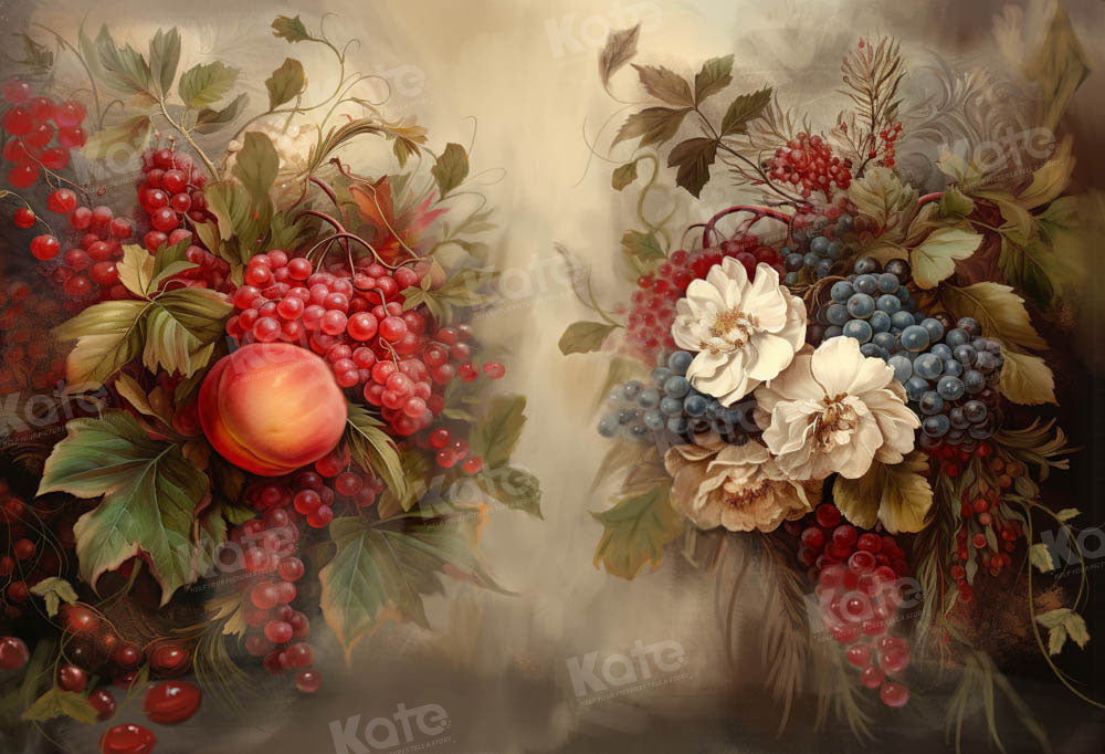 Kate Grape Fruit Flowers Backdrop Designed by GQ