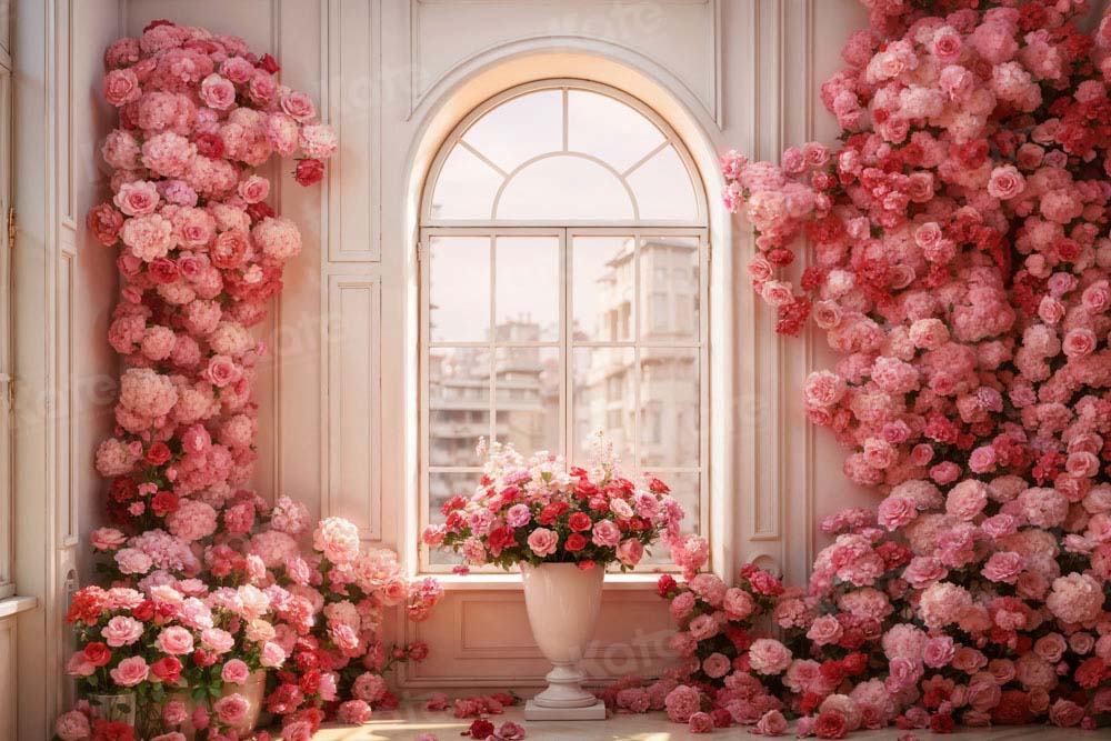 Kate Valentine's Day Pink Rose Floral Room Backdrop Designed by Emetselch