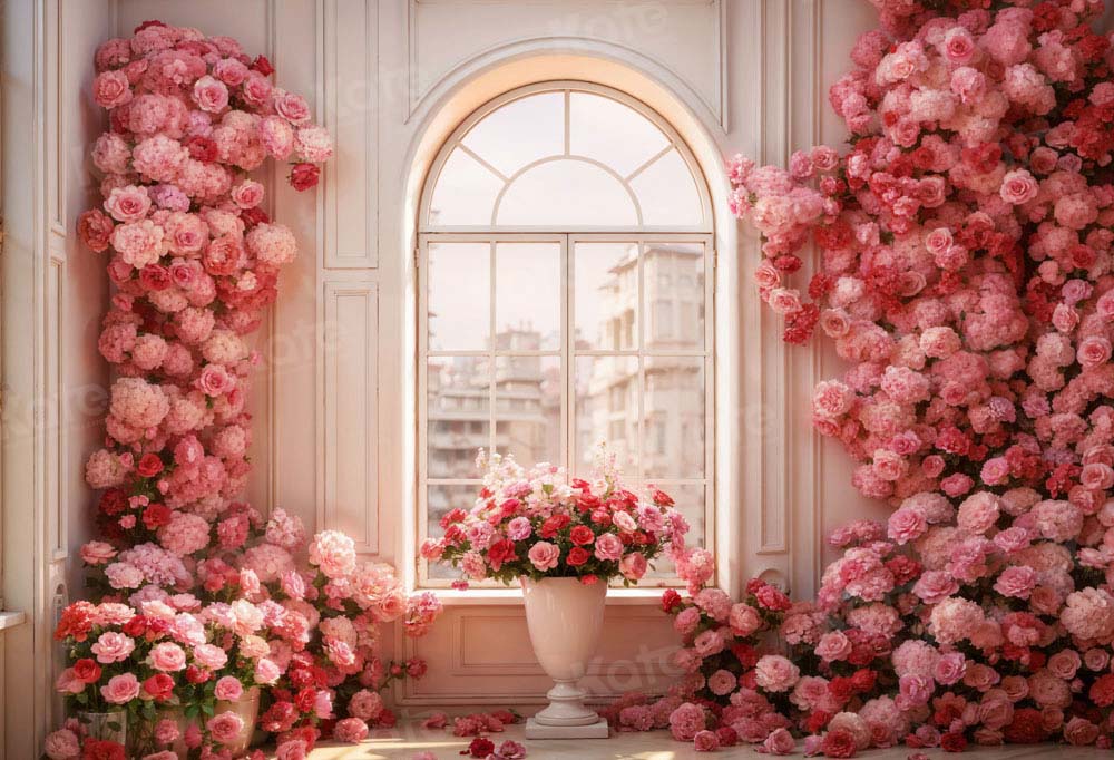 Kate Valentine's Day Pink Rose Floral Room Backdrop Designed by Emetselch