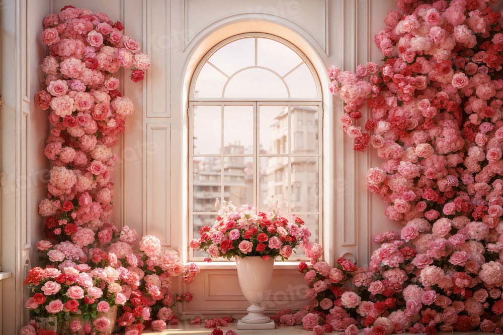 Kate Valentine's Day Pink Rose Floral Room Backdrop Designed by Emetselch