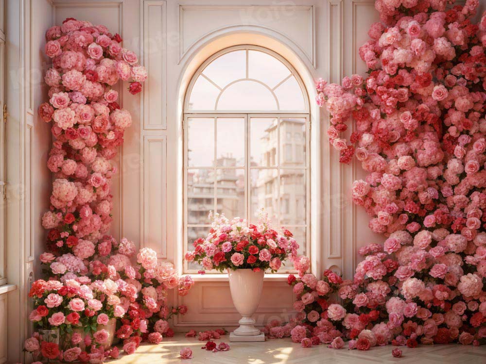 Kate Valentine's Day Pink Rose Floral Room Backdrop Designed by Emetselch