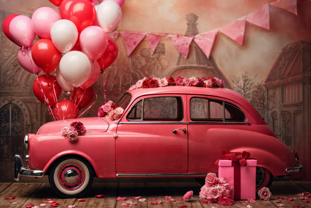 Kate Valentine's Day Pink Car Balloon Backdrop Designed by Emetselch