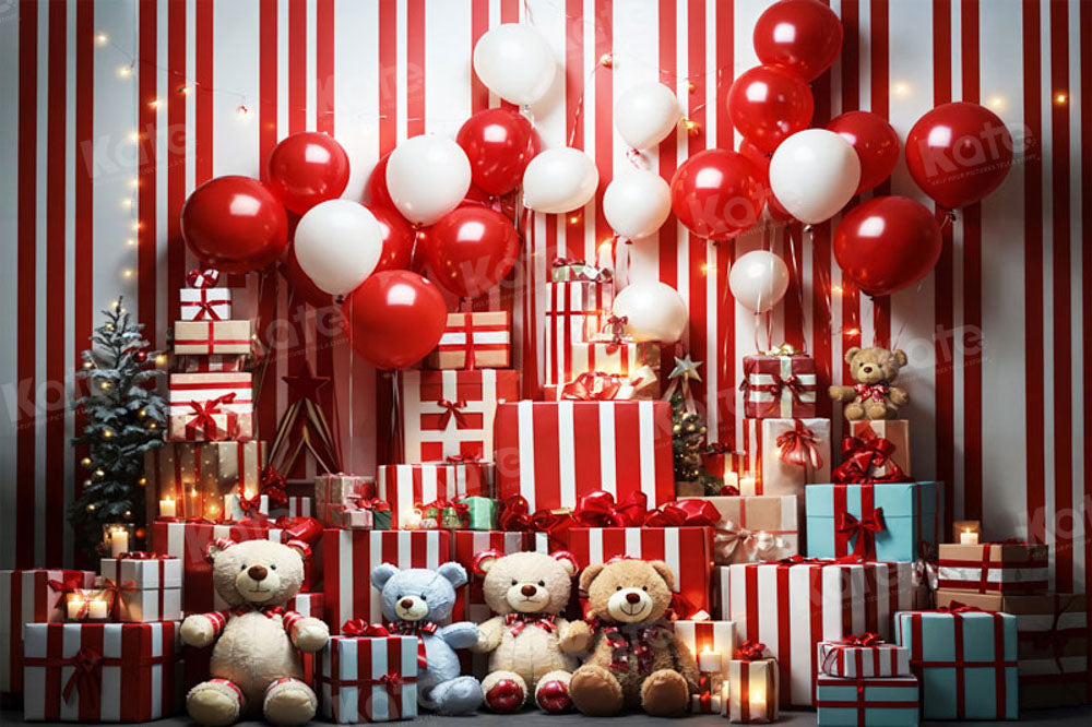 Kate Christmas Balloon Gift Bear Backdrop for Photography