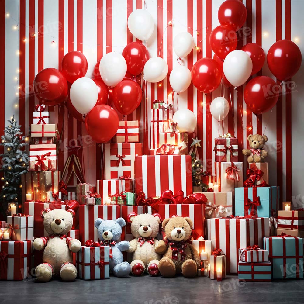 Kate Christmas Balloon Gift Bear Backdrop for Photography