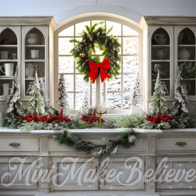 Kate Farmhouse Winter Christmas Kitchen Backdrop Designed by Mini MakeBelieve