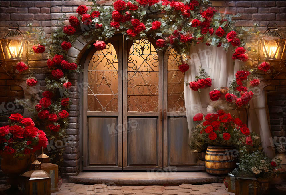 Kate Valentine's Day Rose Arch Iron Door Backdrop for Photography