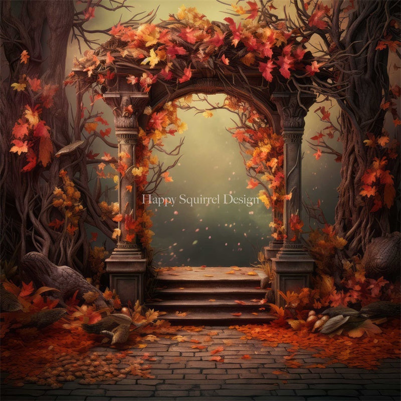 Kate Autumn Pillar Arch Backdrop Designed by Happy Squirrel Design