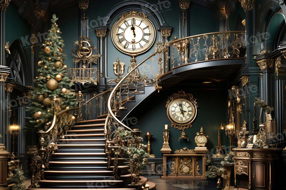 Kate Christmas Stair Clock Backdrop Designed by Chain Photography