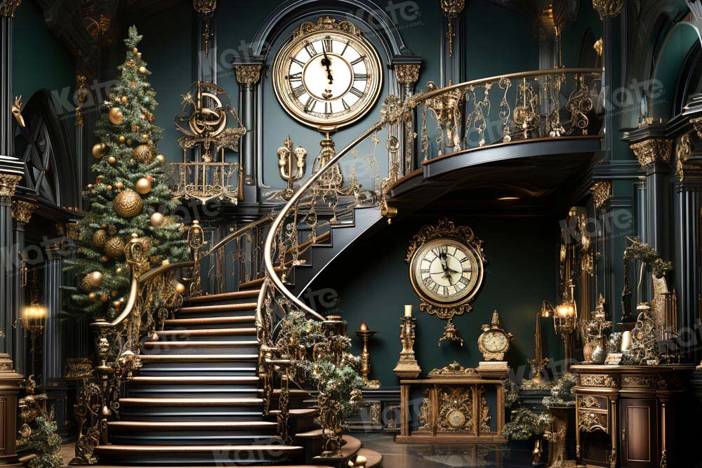 Kate Christmas Stair Clock Backdrop Designed by Chain Photography